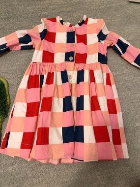 Pink Chicken Pink Red Navy Check Button-Front Dress